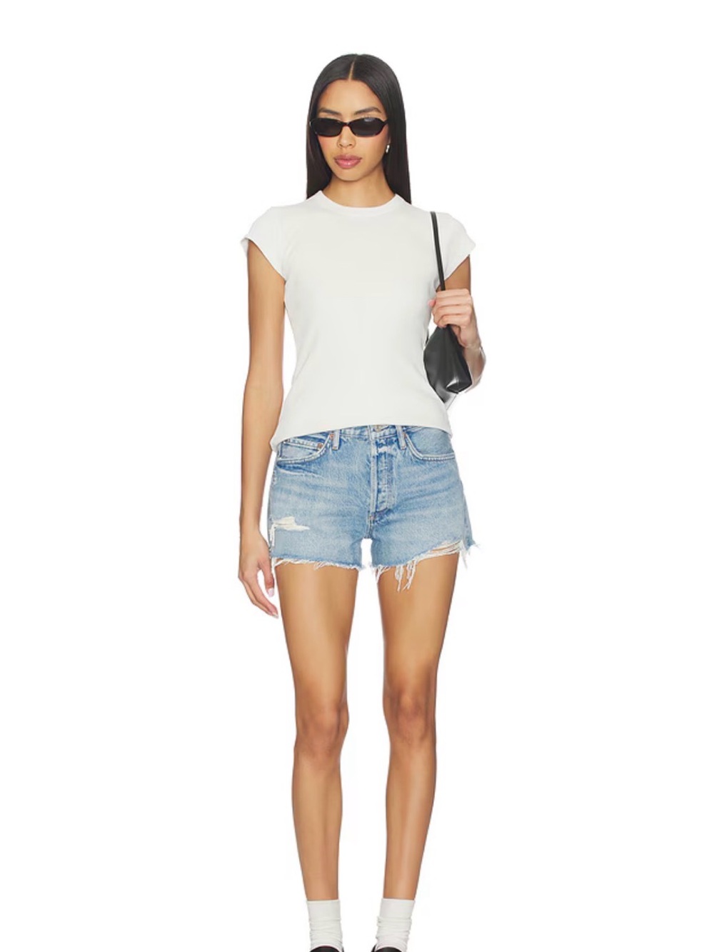 AGOLDE High-Rise Denim Shorts - Light Blue
